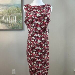 Vintage CDC Floral Sleeveless Sheath Floral Midi Dress - Size 12
